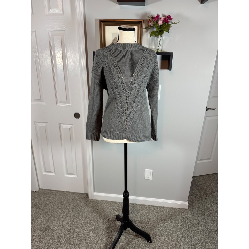 Arkitect Womens Grey Cable Knit Crew Neck Sweater Size XS